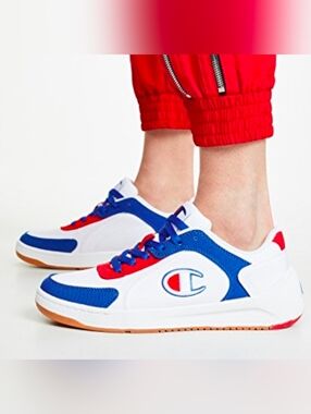 NWT Champion Super C Court Kids White, Blue & Red Retro Sneaker